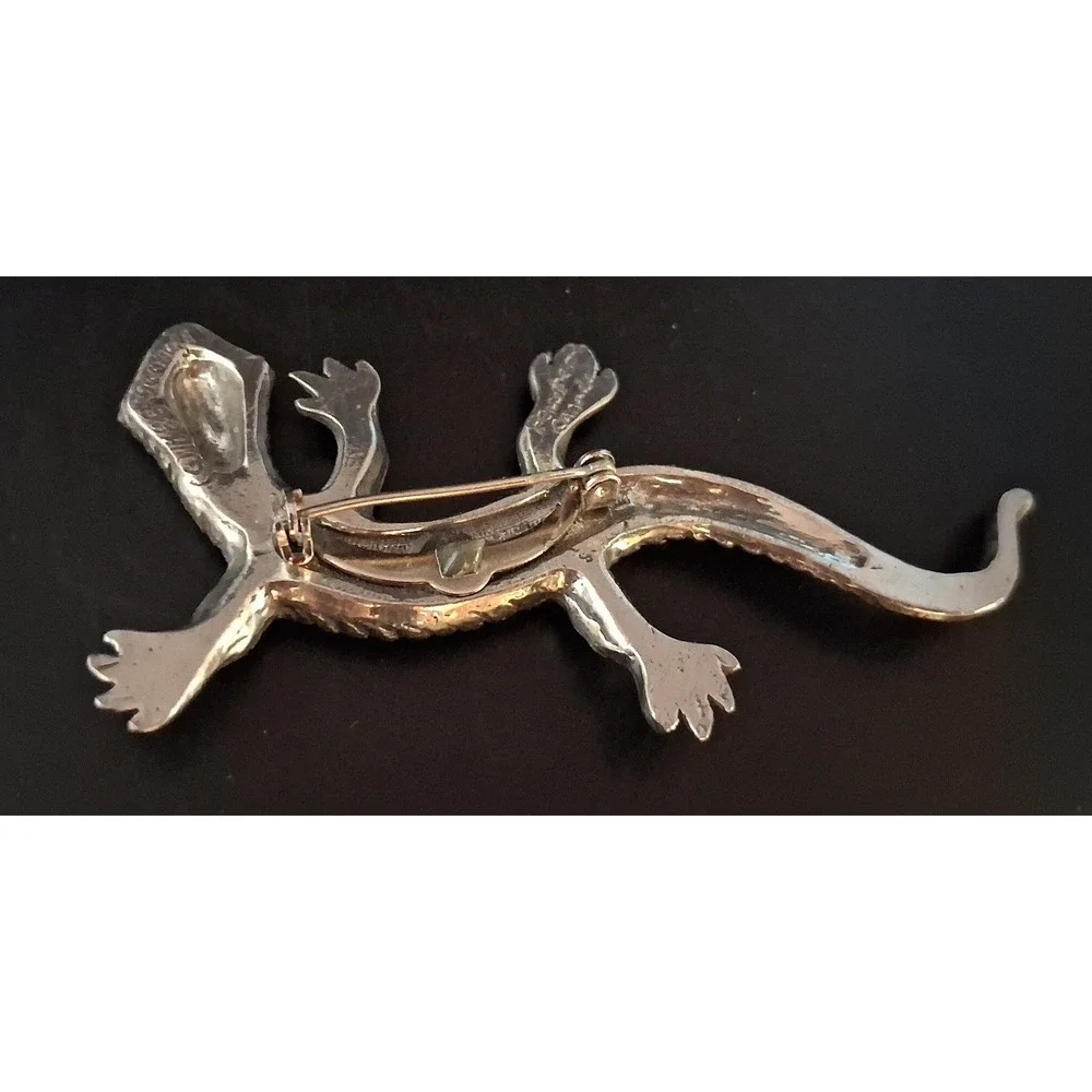 Vintage 1985 Seagull Pewter Canada Lizard Brooch Reptile Salamander Pin Silver